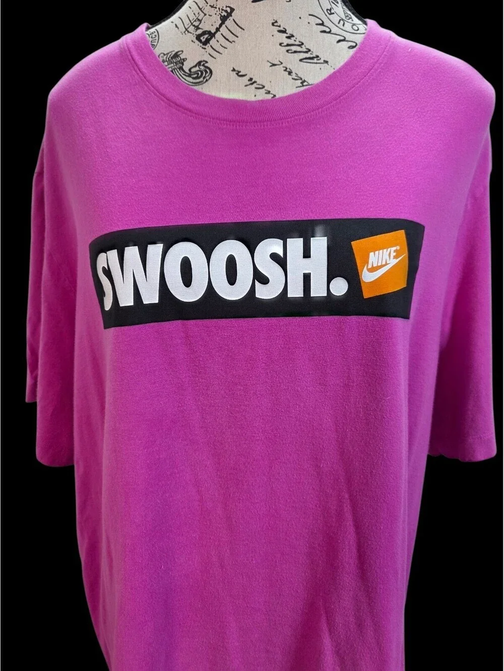 Nike Swoosh Graphic T-Shirt Pink Box Logo Crewneck Short Sleeve Mens XL Y2K